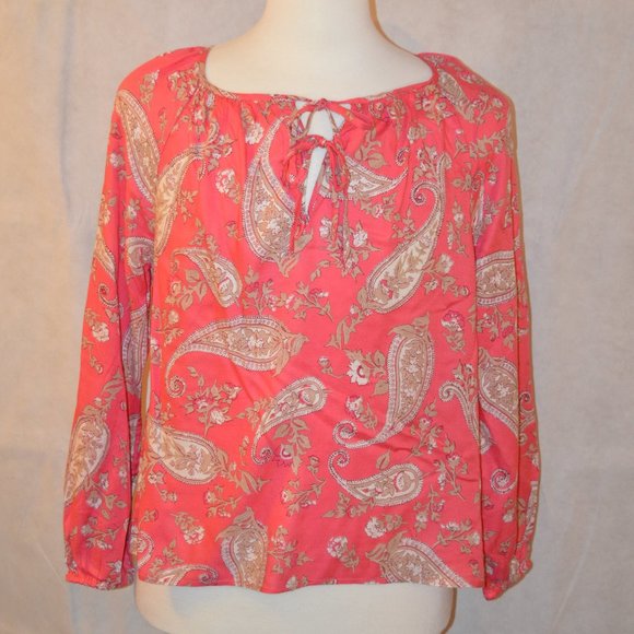 Lucky Brand Tops - New LUCKY BRAND Paisley Top Tie Clouser Pink sz M
